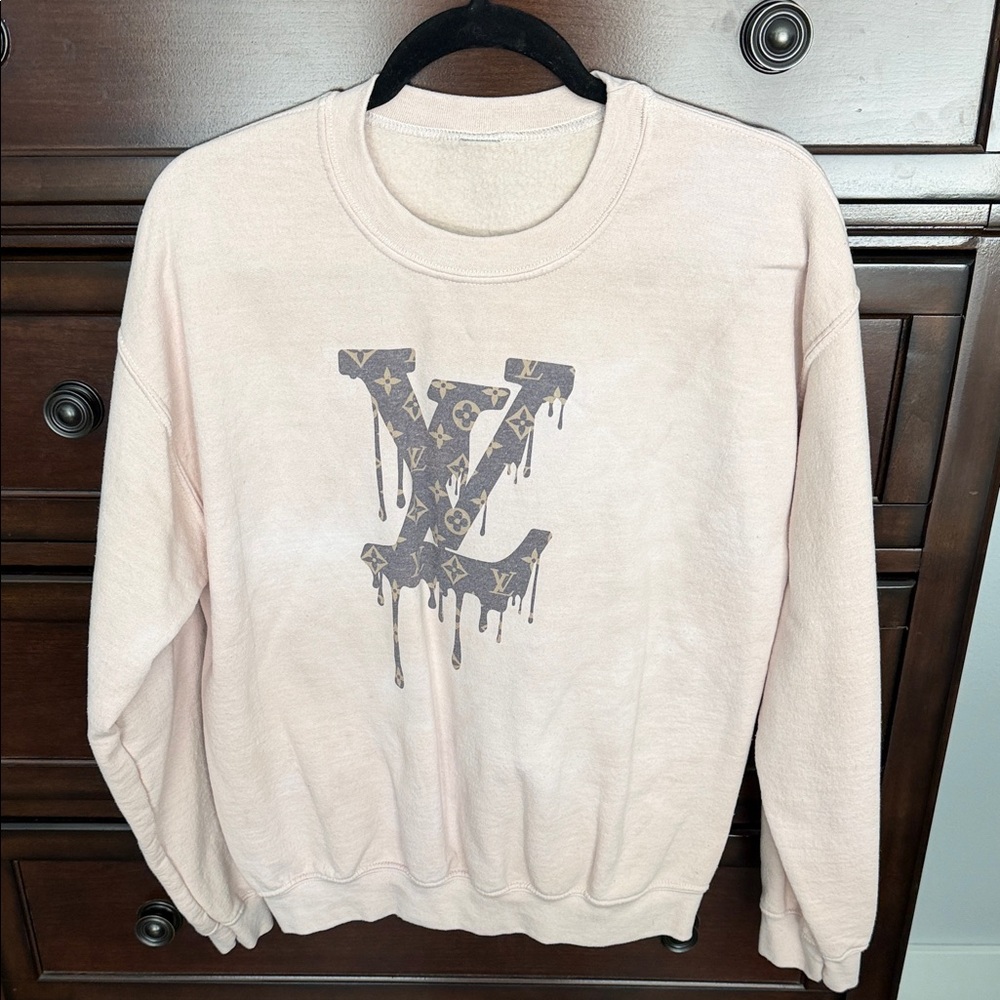 Cream LV Drip Logo Sweatshirt